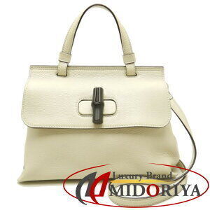 Gucci Bamboo Daily Handbag Leather Ivory White